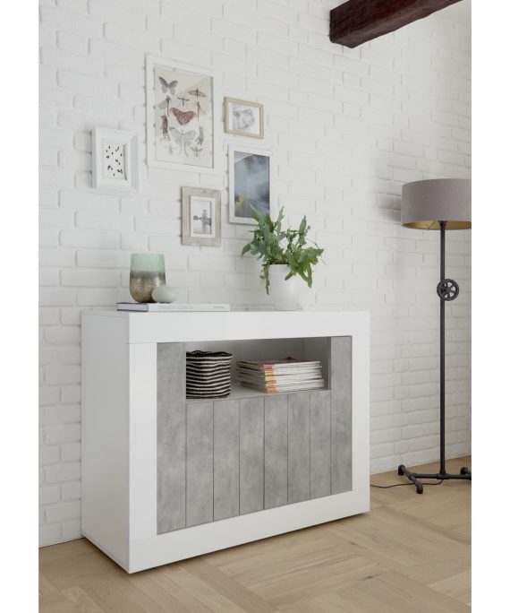 Siena 2 Door White Gloss and Concrete Grey Sideboard