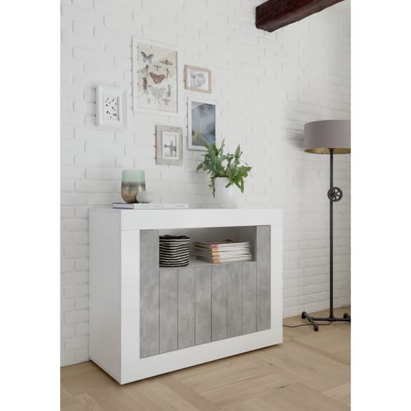 Siena 2 Door White Gloss and Concrete Grey Sideboard