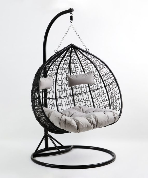 Goa Double Black Hanging Chair With Round Base