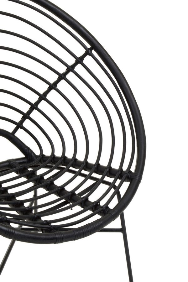 Java Black Natural Rattan Round Chair - Image 4
