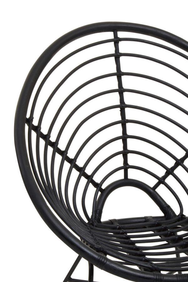 Java Black Natural Rattan Round Chair - Image 5