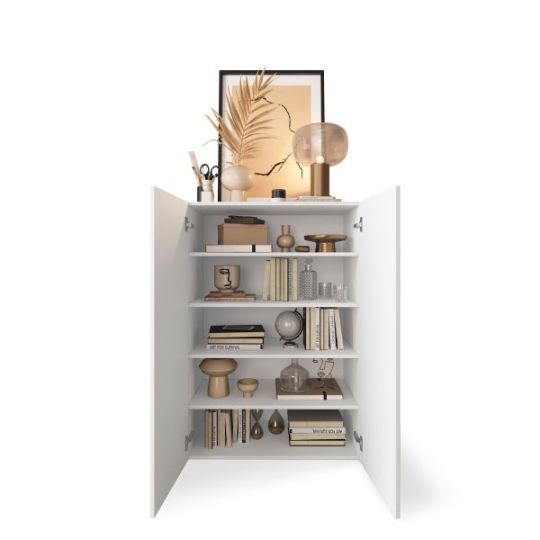 Giulia 2 Door Large White Gloss Shoe Cabinet with Mirrors - Image 7