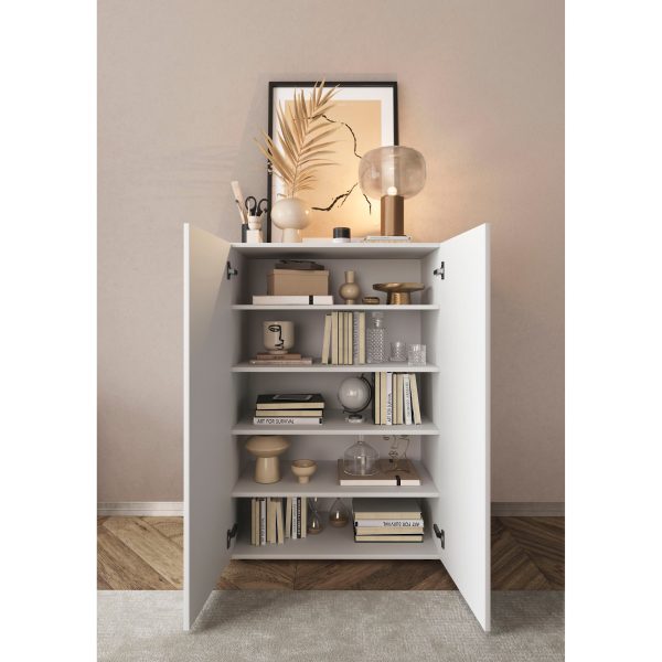 Giulia 2 Door Large White Gloss Shoe Cabinet with Mirrors - Image 4
