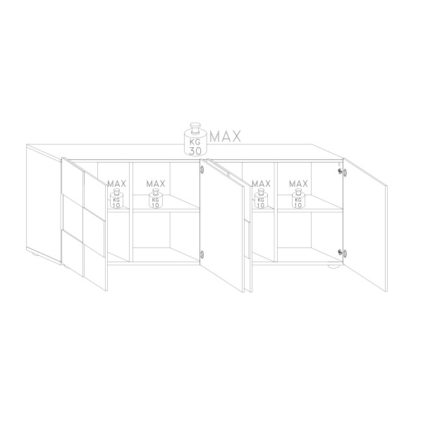 Giulia 4 Door White Gloss Sideboard with Mirrors - Image 4