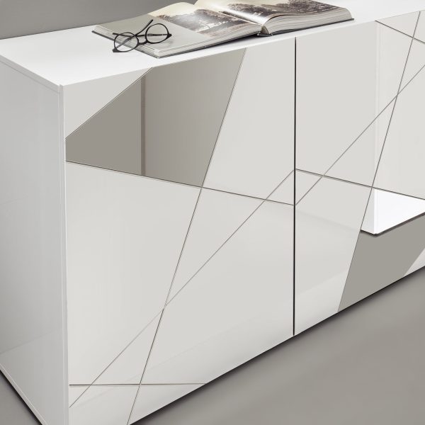 Giulia 4 Door White Gloss Sideboard with Mirrors - Image 3