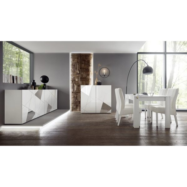 Giulia 4 Door White Gloss Sideboard with Mirrors - Image 6