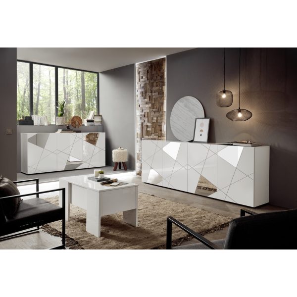 Giulia 4 Door White Gloss Sideboard with Mirrors - Image 5