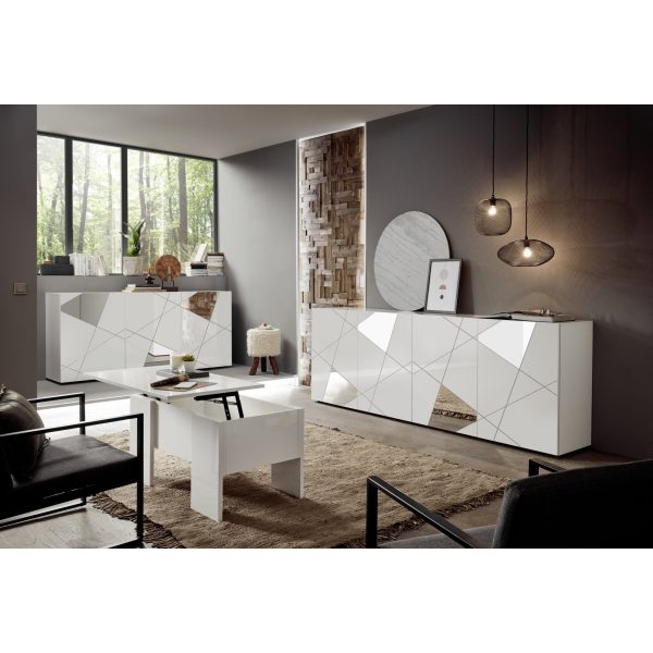 Giulia 4 Door White Gloss Sideboard with Mirrors - Image 7