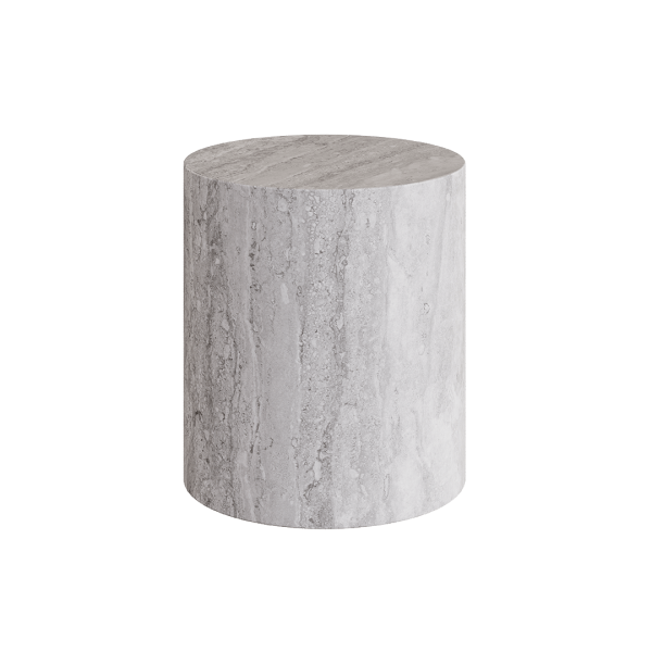 Porto Travertine Side Table, Grey - Image 2