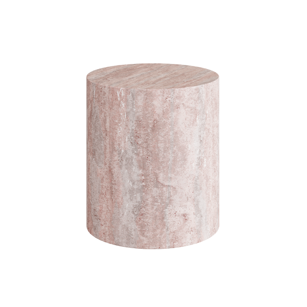 Porto Travertine Side Table, Red - Image 2