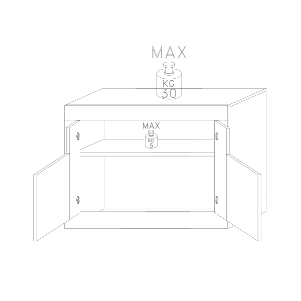 Siena 2 Door White Gloss and Concrete Grey Sideboard - Image 3