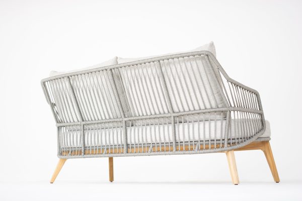 Sempre Living Bench 2.5 Seaters Teak Silver Grey With 3 Cushions - Image 3