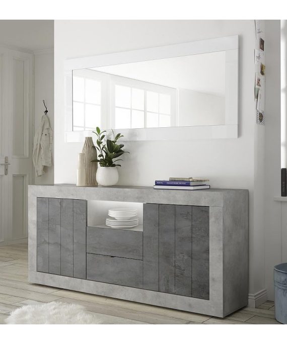 Siena 2 Door 2 Drawer Concrete Grey and Anthracite Sideboard