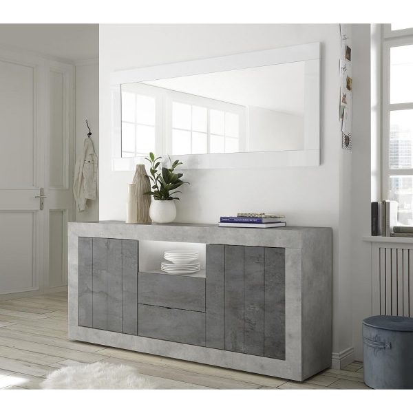 Siena 2 Door 2 Drawer Concrete Grey and Anthracite Sideboard