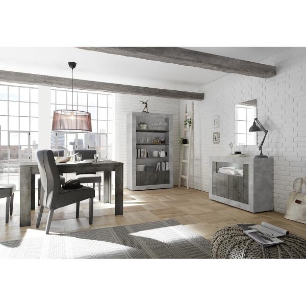 Siena 2 Door 2 Drawer Concrete Grey and Anthracite Sideboard - Image 3