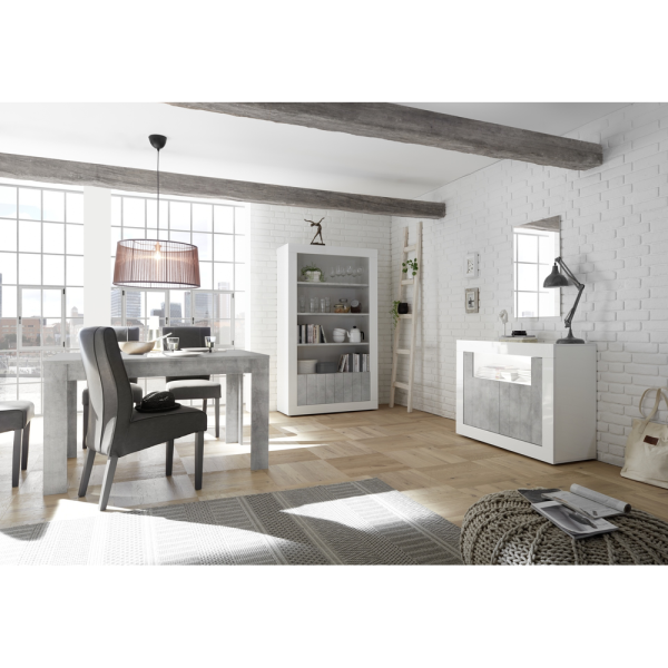 Siena 2 Door White Gloss and Concrete Grey Sideboard - Image 2
