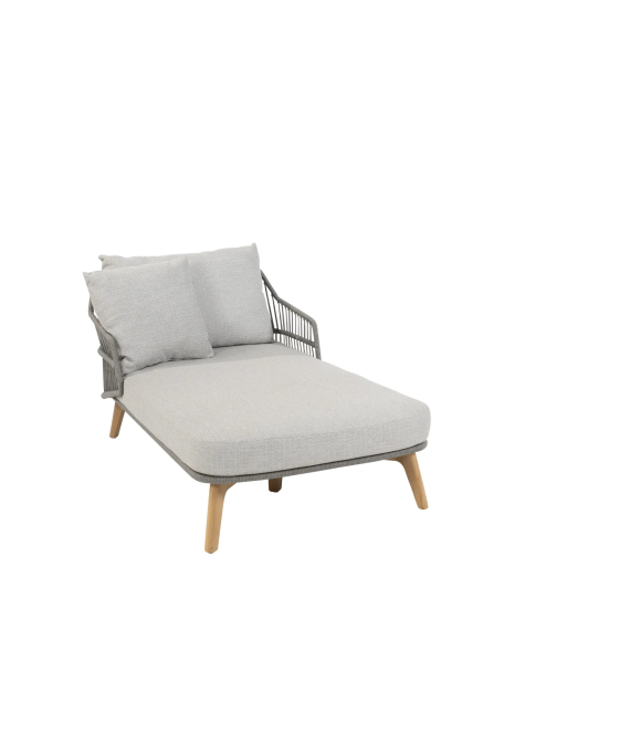 Sempre Sunbed Teak Silver Grey With 3 Cushions