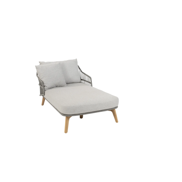 Sempre Sunbed Teak Silver Grey With 3 Cushions