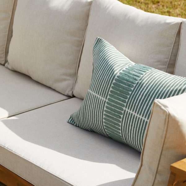 Dakota Wooden Garden Corner Sofa Set - Sand Cushions - Image 3