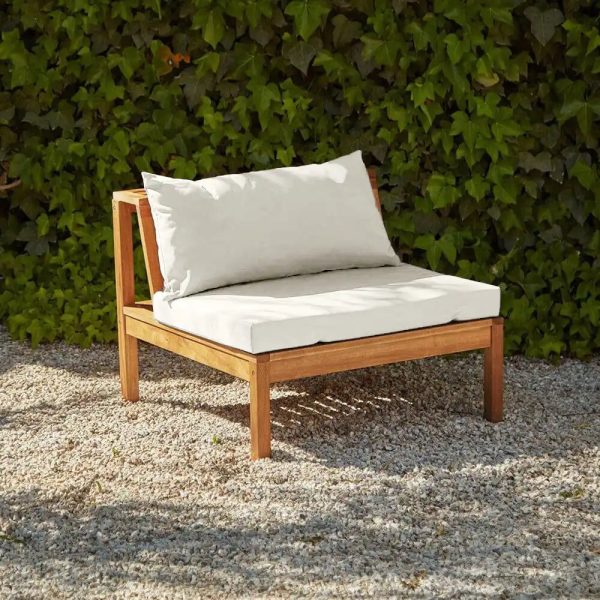 Dakota Wooden Garden Corner Sofa Set - Sand Cushions - Image 14