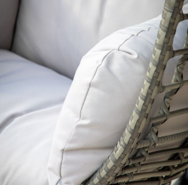 Outdoor Hanging Egg Chair in Natural Rattan with Black Steel Frame & Cushions - Image 3