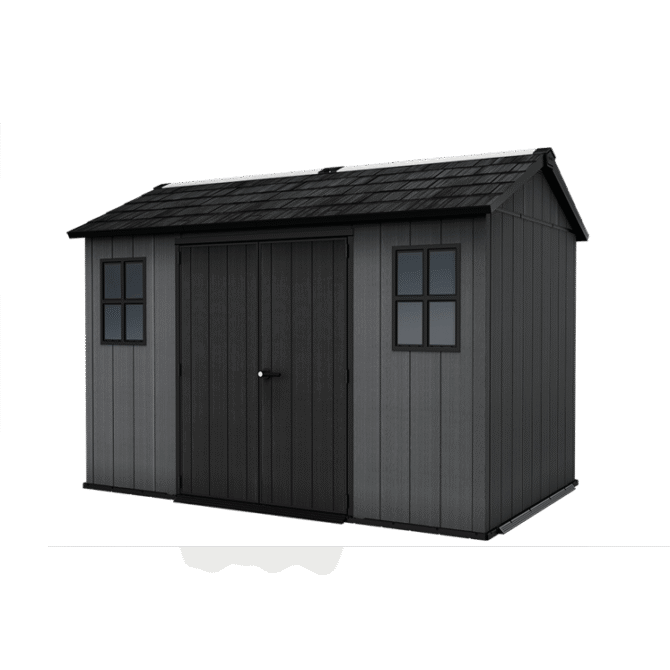 Keter 11’x7.5′ Newton Plus Side Entry Plastic Shed – Dark Grey