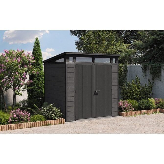 Keter 7x 7 Cortina Heavy Duty Plastic Pent Shed – Dark Grey - Image 4
