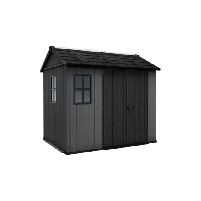 Keter 9x7.5 Newton Plus Side Entry Plastic Shed – Dark Grey