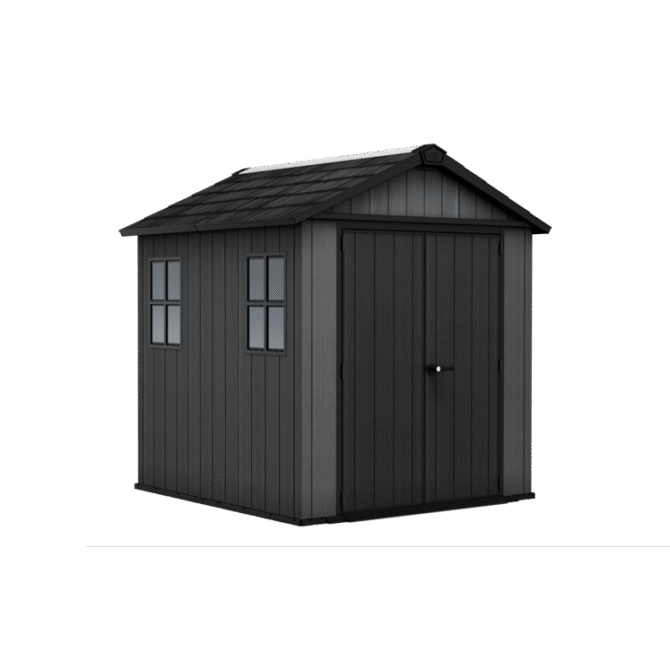 Keter 7′ x 7.5′ Newton Plus Side Entry Plastic Shed – Dark Grey