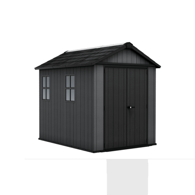 Keter 7.5’x9′ Newton Plus Front Entry Plastic Shed – Dark Grey