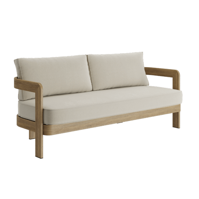N3 Oak Three Seater Sofa Sand Canvas
