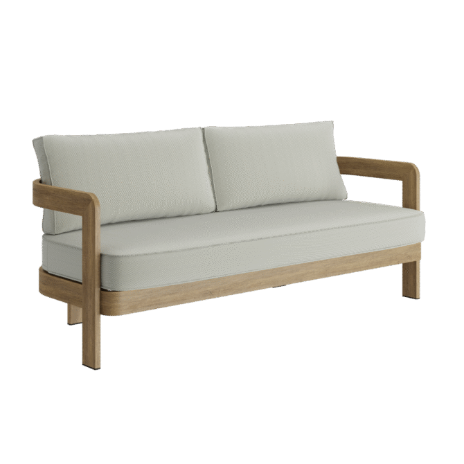 N3 Oak Three Seater Sofa Sage Twill